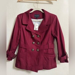 BANANA REPUBLIC Burgundy Double-Breasted Blazer, Size 6 NEW WITH TAG!